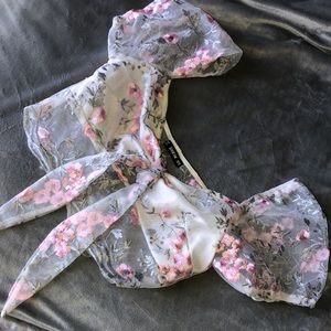 Floral Semi-SeeThrough Girly Crop